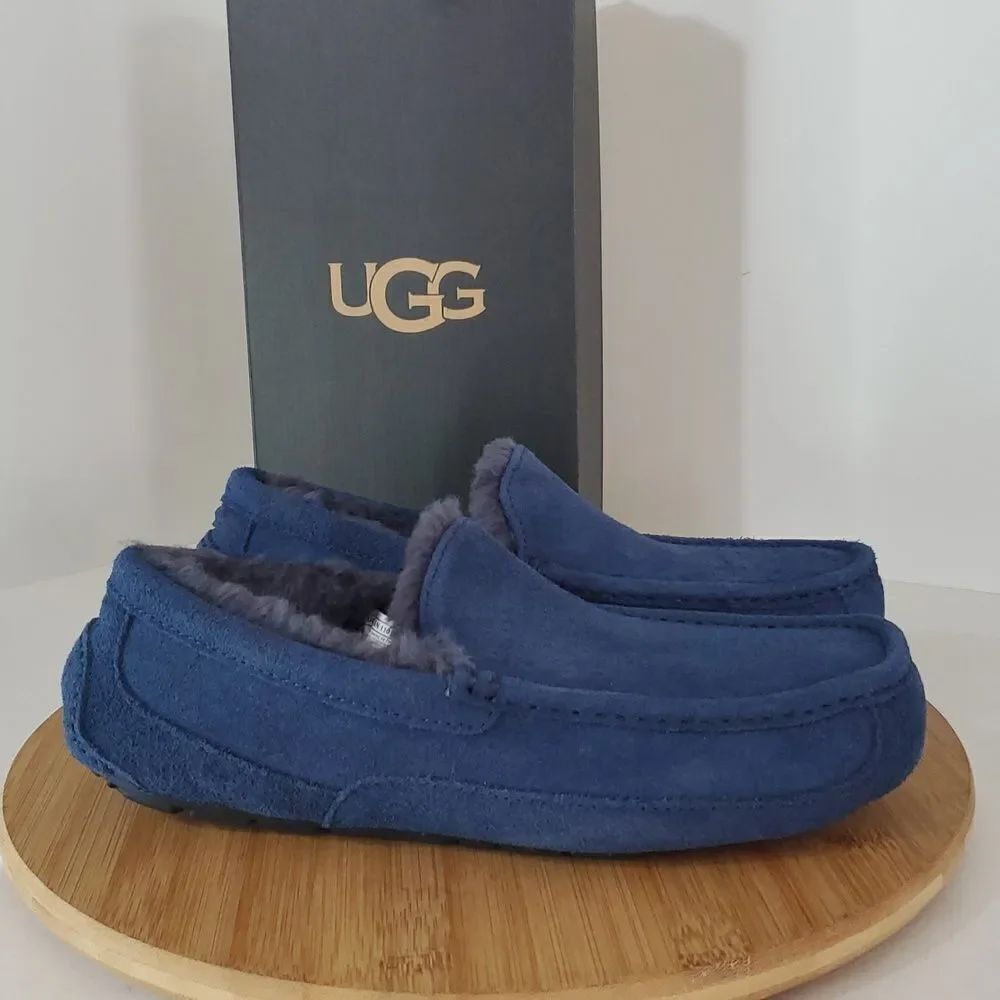 UGG Ascot Slipper Deep Ocean Suede Wool Comfort Loafer Men's US 8/ EU 41 NIB